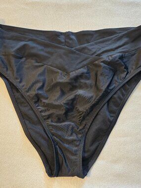 Ninety-Nine Black Crossover High Waisted Bikini Bottoms Women's Size XXL NWOT